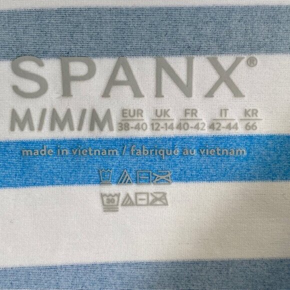 SPANX Ocean Stripe Coastal Blue Swim Shirt Rash Guard Medium - Picture 8 of 10